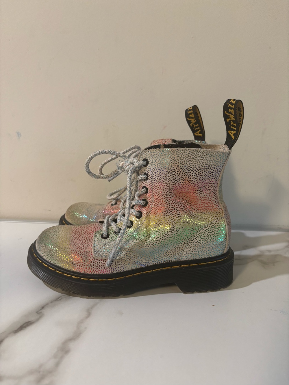 Dr. Martens Kids Iridescent Rainbow Lace-Up Boots